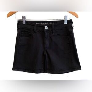 American Eagle Outfitters: Black Denim Mid Jean Super Stretch Shorts
